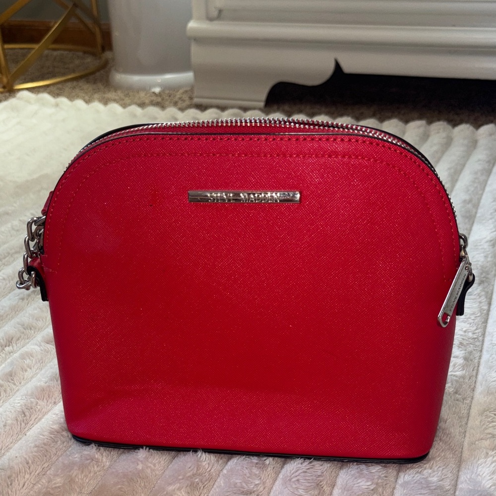 Steve Madden Red Crossbody Bag with Silver Accents